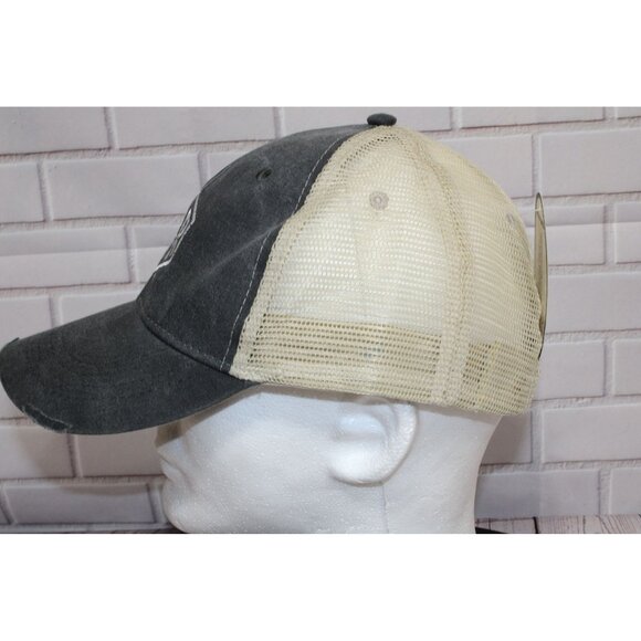 Vintage Adams F&R Trucker Hat Distressed Gray & Beige Mesh Cap Adjustable Snapba - Picture 2 of 8